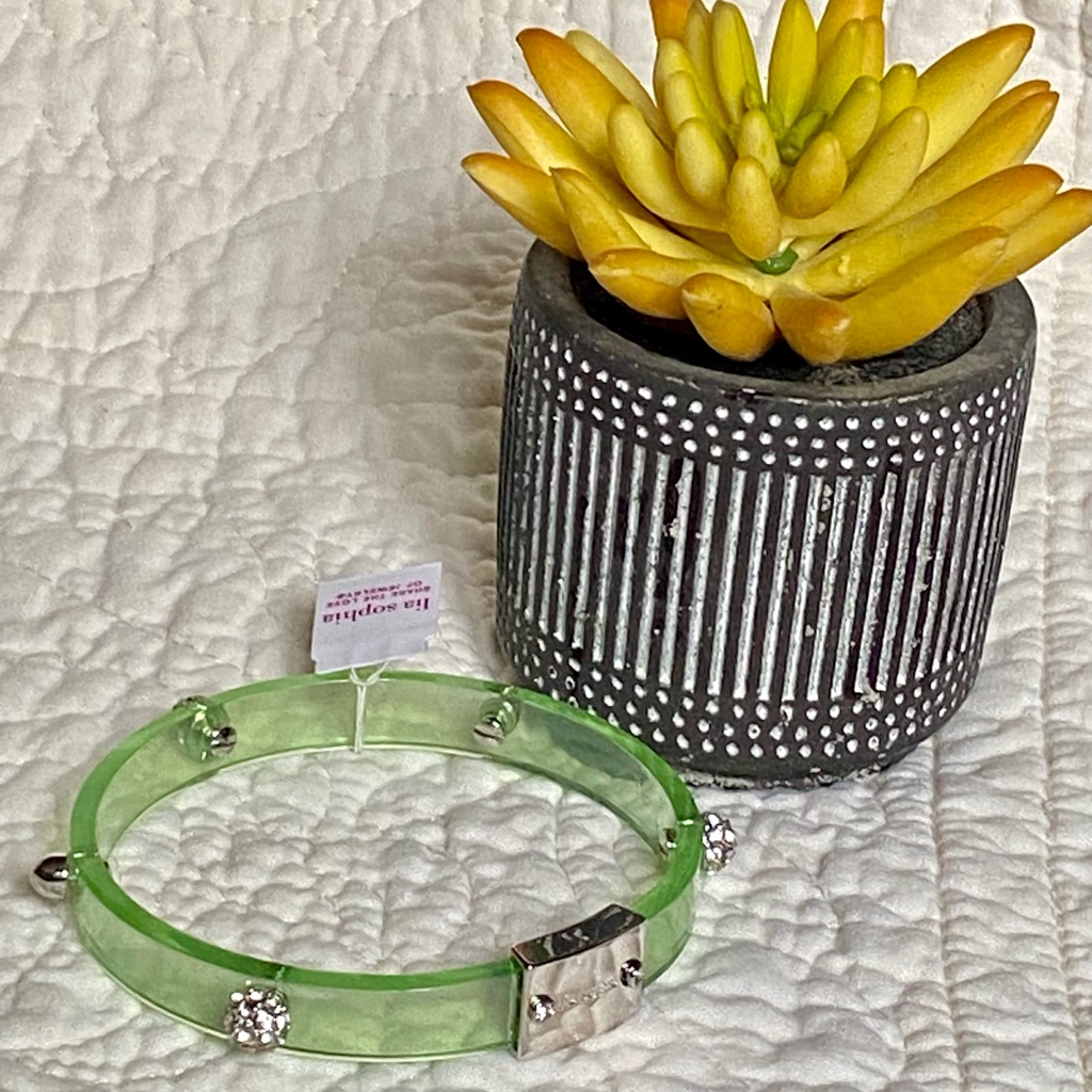 Lia Sophia Glazed Pistachio Lucite Bangle Bracelet 11$